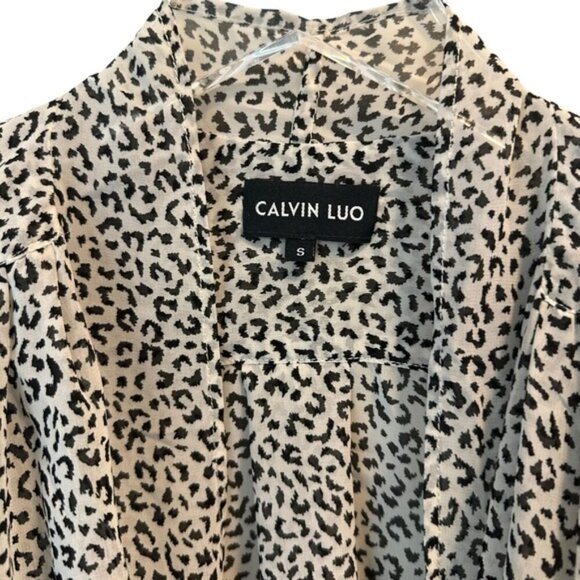 NWOT Calvin Luo | Black & White Animal Print Blouse Size Small - Picture 3 of 11